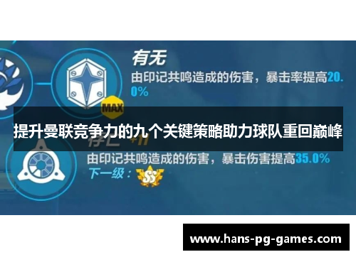 提升曼联竞争力的九个关键策略助力球队重回巅峰